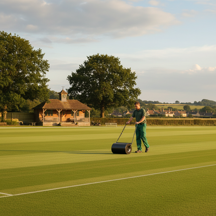 British Cricket Pitch with Lawn Roller