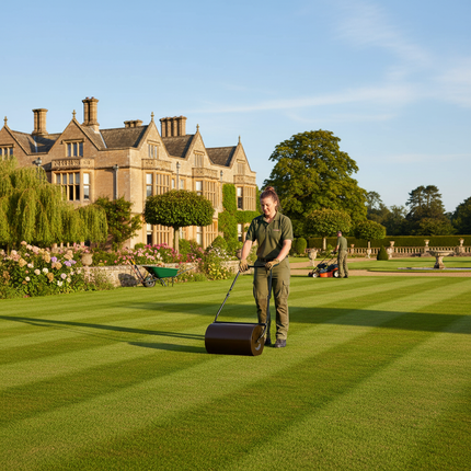 British Estate Grounds with Lawn Roller