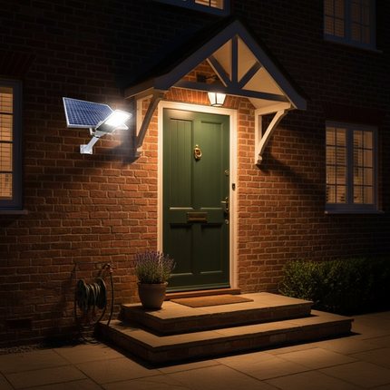 British Front Door with Solar Security Light