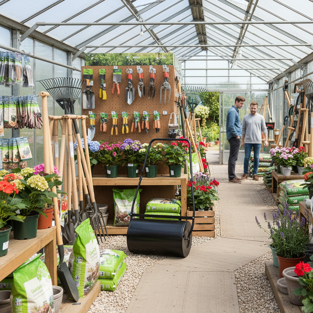 British Garden Centre with Lawn Roller