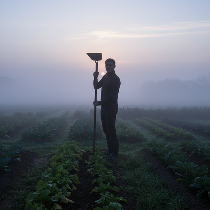 British Garden – Misty Morning Allotment Silhouette