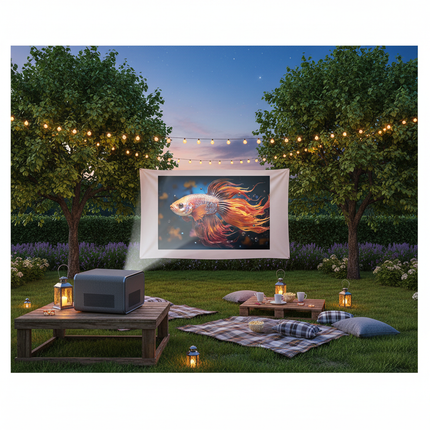 British Garden Outdoor Movie with Projection Beam