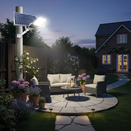 British Garden Patio with Solar Lighting