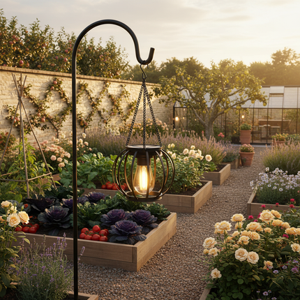 British kitchen garden with espaliered trees