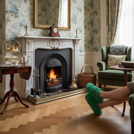 British Living Room with Green Slippers