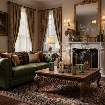British Living Room with Multiple Incense Burners