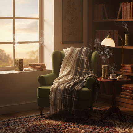 British Reading Nook with Incense Burners