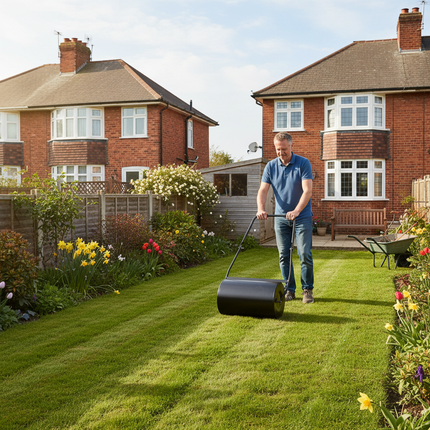 British Suburban Lawn with Roller