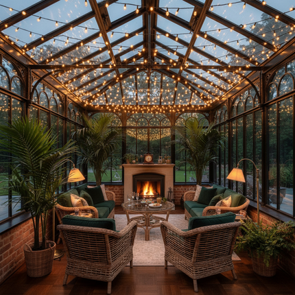 Classic conservatory with overhead lighting