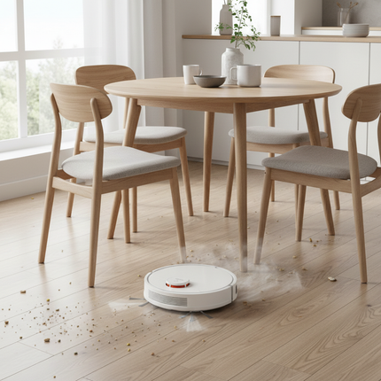Cleaning around dining furniture