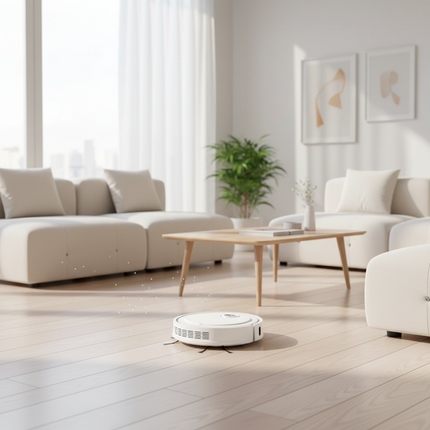 Cleaning hardwood floor in living room