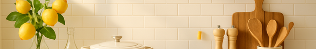 Create a lifestyle bright and stunning horizontal image for our kitchen & cook category by giving a lighter touch of our yellow theme color.