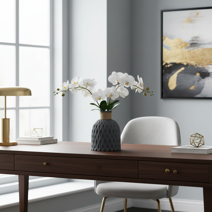 Dark Grey Vase Office