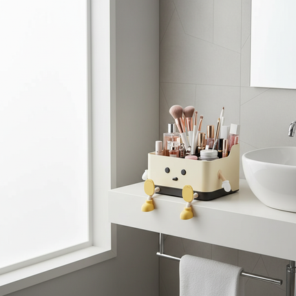 Desktop Organizer on Bathroom Shelf