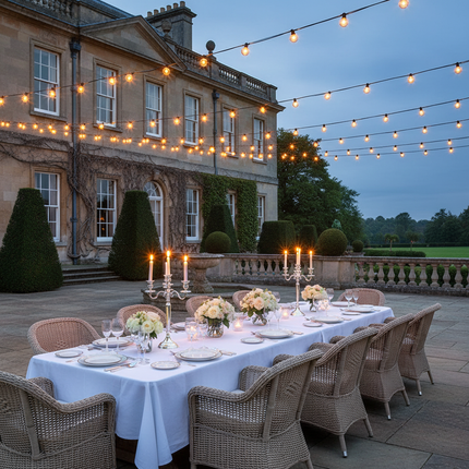 English country house outdoor dining