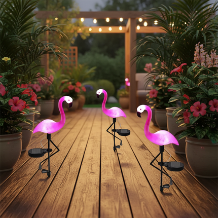 Flamingo Solar Light – 3 Pack Decking