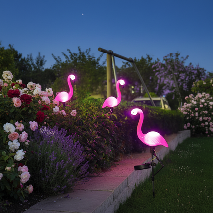 Flamingo Solar Light – 3 Pack Garden Border