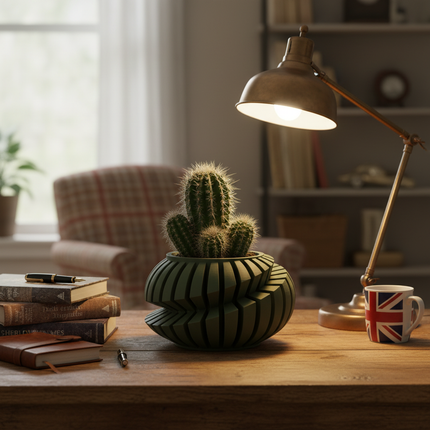 Geometric Pot – Dark Green Home Office