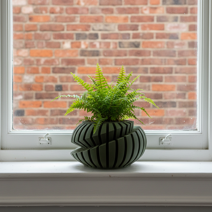 Geometric Pot – Dark Green Windowsill