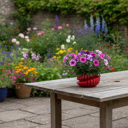 Geometric Pot – Lava Red Patio