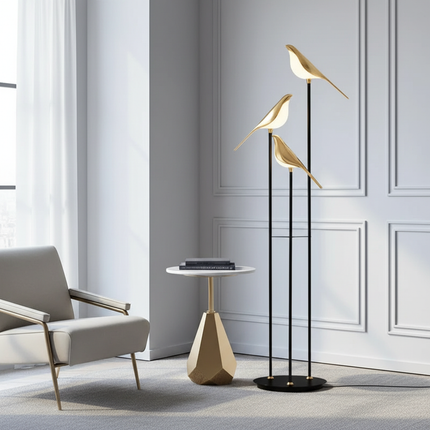 Gold Bird Floor Lamp 1 Bird Natural Light