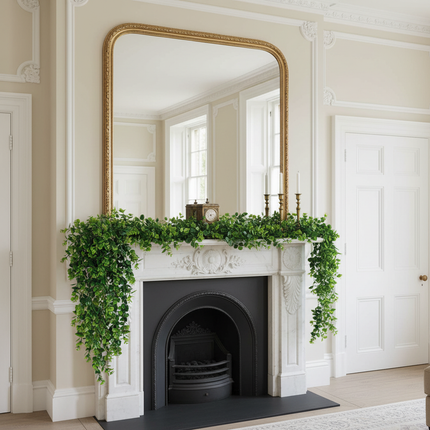 Green Garland Fireplace