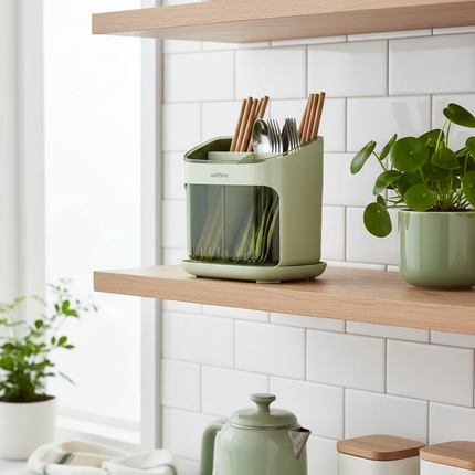 Green variant on oak shelf
