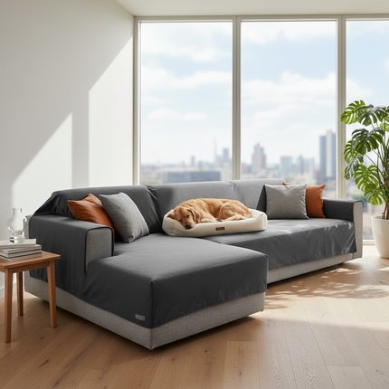 Grey Blanket with Dog