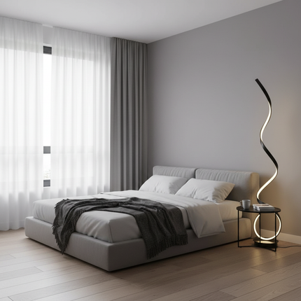 LED Spiral Floor Lamp Black Cold White
