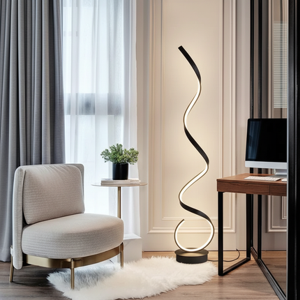 LED Spiral Floor Lamp Black Warm White