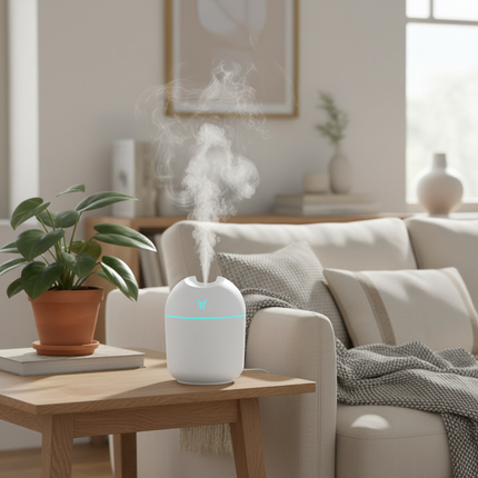 Mini USB humidifier on British living room table