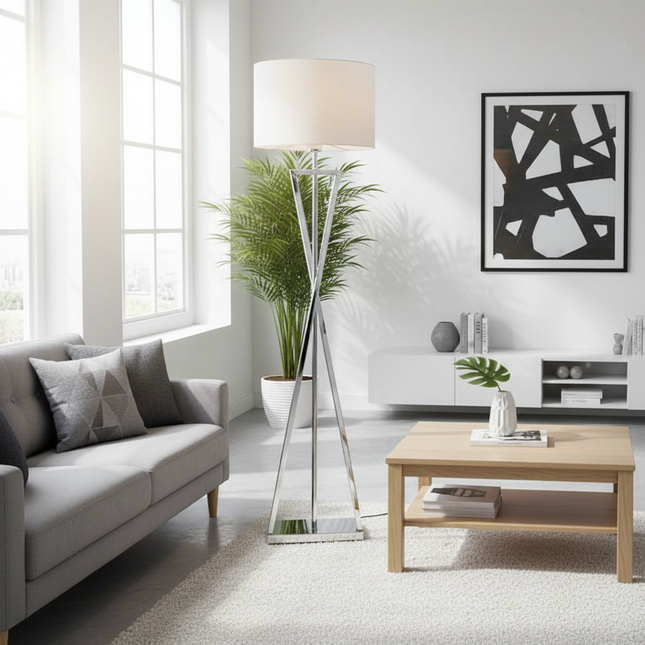 Nordic Floor Lamp Chrome White