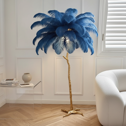 Ostrich Feather Floor Lamp in British Living Room