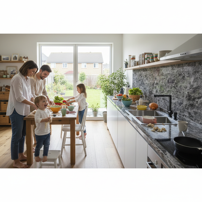 Pearl Black Family Kitchen