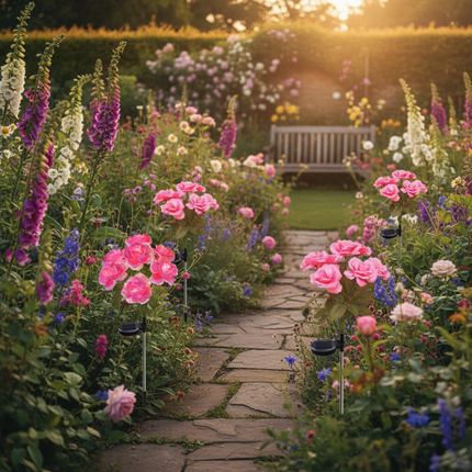 Pink Rose Lights Foxgloves