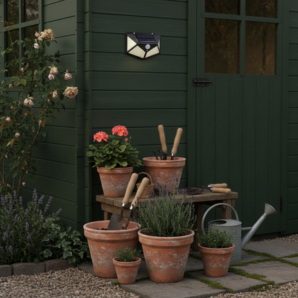 Product detail on garden shed wall