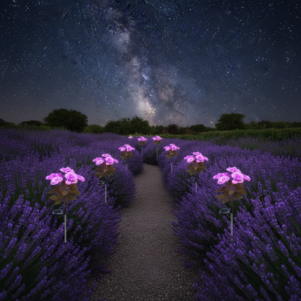Purple Rose Lights Lavender Path