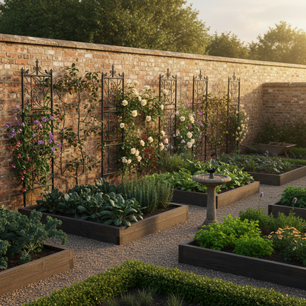 Quintessential kitchen garden with trellis