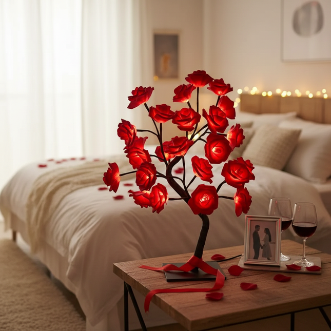 Red Rose Lamp Bedside