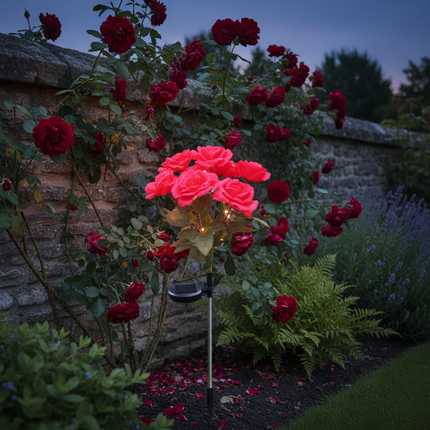 Red Rose Lights Garden Wall