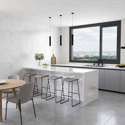 Snowflakes White Open-Plan Kitchen