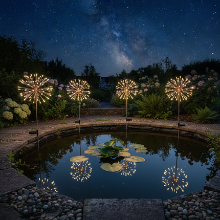 Solar Firework Lights – 2 Pack Pond Reflection