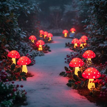 Solar Mushroom Lights – Christmas Snow Garden