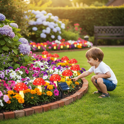 Solar Mushroom Lights – Flower Border