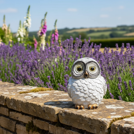 Solar Owl Light – White Cotswolds