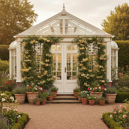 Sophisticated conservatory with ivy trellis