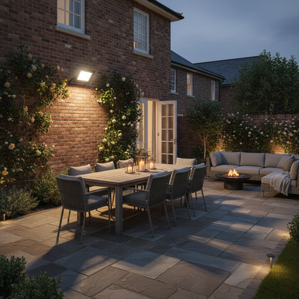 Sophisticated townhouse patio lighting
