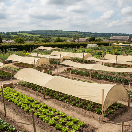 Sunshade netting in commercial market garden