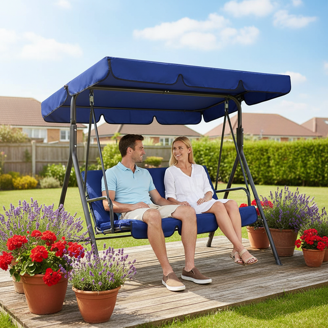 Swing Canopy – Blue Suburban Garden