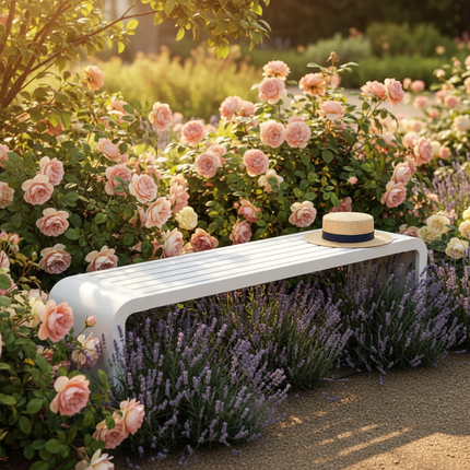 White Bench Cottage Garden
